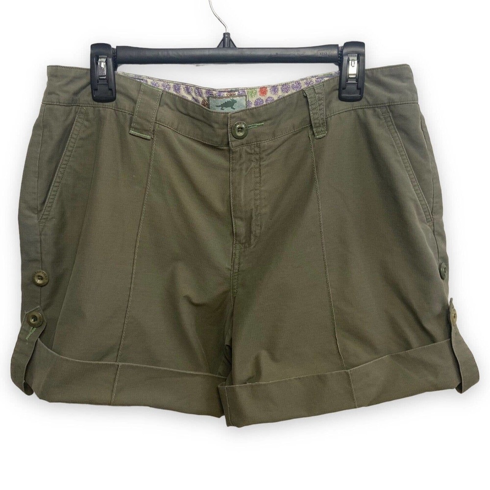 Horny Toad Womens Size 10 Roll Tab Shorts Olive Green Casual Pockets Hiking - Picture 1 of 9